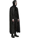 Punk Rave Mens Long Gothic Double-Breasted Cloak With Detachable Lace Ruffle