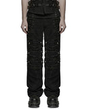 Punk Rave Mens Apocalptic Gothic Studded Shredded Mesh Inset Pants