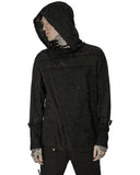 Punk Rave Mens Apocalyptic Gothic Spliced Broken Knit Hooded Top