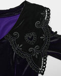 Punk Rave Womens Gothic Velvet Mini Dress With Oversize Embellished Collar - Purple & Black Gradient