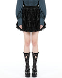 Dark In Love Dark Gothic Lolita Layered Velvet & Lace Frill Skater Mini Skirt