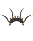 Dark In Love Womens Gothic Flowered Horns Fascinator Tiara