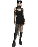 Punk Rave Womens Apocalyptic Wasteland Gothic Asymmetric 2 Piece Hooded Dress