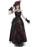 Eva Lady Womens Long Gothic Crucifix Prom Wedding Dress - Black & Red