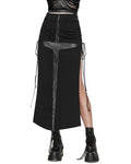 Punk Rave Daily Life Dark Punk Cross Side-Split Maxi Skirt