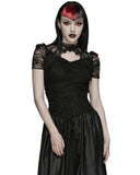 Punk Rave Womens Elegant Gothic Lace Overlayer Applique T-Shirt Top