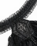 Devil Fashion Mens Gothic Aristocrat Crucifix Coffin Jabot Cravat Tie - Black