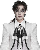 Devil Fashion Mens Gothic Aristocrat Crucifix Coffin Jabot Cravat Tie - White