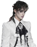Devil Fashion Mens Gothic Aristocrat Crucifix Coffin Jabot Cravat Tie - White