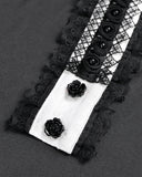 Devil Fashion Mens Gothic Aristocrat Crucifix Coffin Jabot Cravat Tie - White