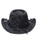 Devil Fashion Mens Apocalyptic Gothic Punk Distressed Mesh Fedora Cowboy Hat