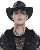 Devil Fashion Mens Apocalyptic Gothic Punk Distressed Mesh Fedora Cowboy Hat