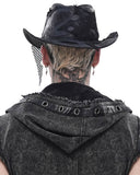 Devil Fashion Mens Apocalyptic Gothic Punk Distressed Mesh Fedora Cowboy Hat