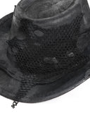 Devil Fashion Mens Apocalyptic Gothic Punk Distressed Mesh Fedora Cowboy Hat