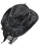 Devil Fashion Mens Apocalyptic Gothic Punk Distressed Mesh Fedora Cowboy Hat