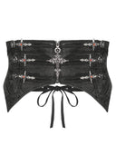 Devil Fashion Mens Gothic Crucifix Jacquard Waistband Cummerbund Girdle Belt