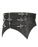 Devil Fashion Mens Gothic Crucifix Jacquard Waistband Cummerbund Girdle Belt