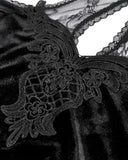 Dark In Love Womens Romantic Gothic Velvet & Lace Teardrop Cutout Blouse Top