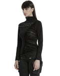 Punk Rave Daily Life Womens Asymmetric Apocalyptic Spliced Mesh Top