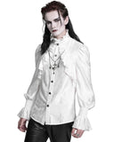 Devil Fashion Mens Gothic Vampire Beaded Crucifix Jacquard Dress Shirt - White