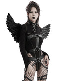 Punk Rave Womens Fallen Angel Gothic Feathered Wings Harness - Black