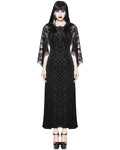 Eva Lady Long Baroque Gothic Velvet Maxi Dress With Lace Pelerine Cape