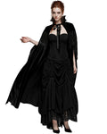 Punk Rave Womens Dark Regency Gothic Studded Velvet & Lace Cloak