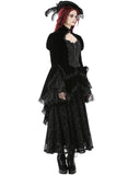 Dark In Love Womens Victorian Gothic Velvet & Jacquard Tail Coat Frock Jacket