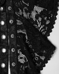 Punk Rave Mens Long Gothic Double-Breasted Cloak With Detachable Lace Ruffle