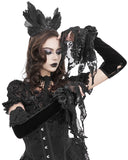 Devil Fashion Womens Long Gothic Velvet & Lace Rose Embellished Opera Gloves