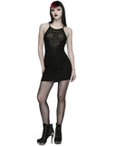 Punk Rave Womens Elegant Gothic Lace Applique Mini Slip Dress