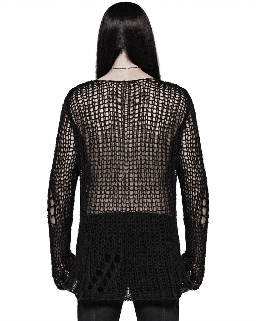 Distressed Knit Rave Punk Rave Mens Shredded Knit Sweater - Black – Violent Delights