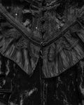 Punk Rave Daily Life Womens Long Gothic Crushed Velvet & Lace Bolero Cape - Black