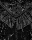 Punk Rave Daily Life Womens Long Gothic Crushed Velvet & Lace Bolero Cape - Black
