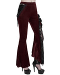 Eva Lady Womens Dark Gothic Courtesan Embellished Flare Leggings - Red & Black