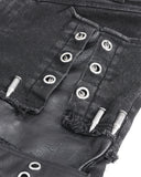 Devil Fashion Mens Dark Apocalyptic Punk Frayed Bullet Wide-Leg Pants