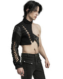 Punk Rave Mens Gothic Apocalyptic Punk Asymmetric One-Arm Harness Jacket