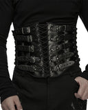 Punk Rave Mens Apocalyptic Gothic Faux Leather Buckled Strapping Corset Girdle Belt
