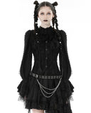 Dark In Love Womens Gothic Witch Lace Ruffle Blouse Top