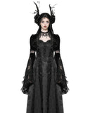 Dark In Love Womens Elegant Gothic Flared Sleeve Velvet & Lace Bolero Shrug