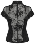 Punk Rave Womens Elegant Gothic Floral Lace Applique Blouse Top