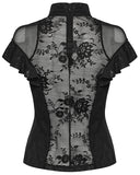 Punk Rave Womens Elegant Gothic Floral Lace Applique Blouse Top