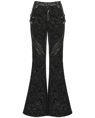 Punk Rave Womens Baroque Gothic Rose Flared Pants