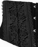Punk Rave Womens Baroque Gothic Rose Embroidered Velvet Cincher Corset - Black
