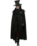 Punk Rave Mens Dark Night Gothic Vampire Faux Horsehair Count Cloak Black & Red