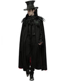 Punk Rave Mens Dark Night Gothic Faux Horsehair Count Cloak - Black & Red