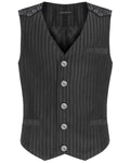 Devil Fashion Mens Tennyson Striped Gothic Waistcoat - Black