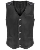 Devil Fashion Mens Tennyson Striped Gothic Waistcoat - Black