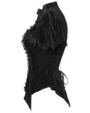 Punk Rave Womens Gorgeous Gothic Embossed Rose Velvet & Lace Blouse Top