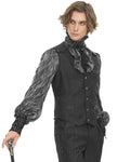 Devil Fashion Mens Tennyson Striped Gothic Waistcoat - Black